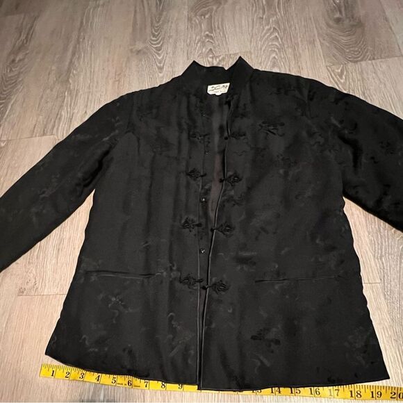 Quilted Silk Chinese Jacket Boxy Split Hem Long Sleeve Floral Fairy Whimsigoth S - Picture 11 of 16